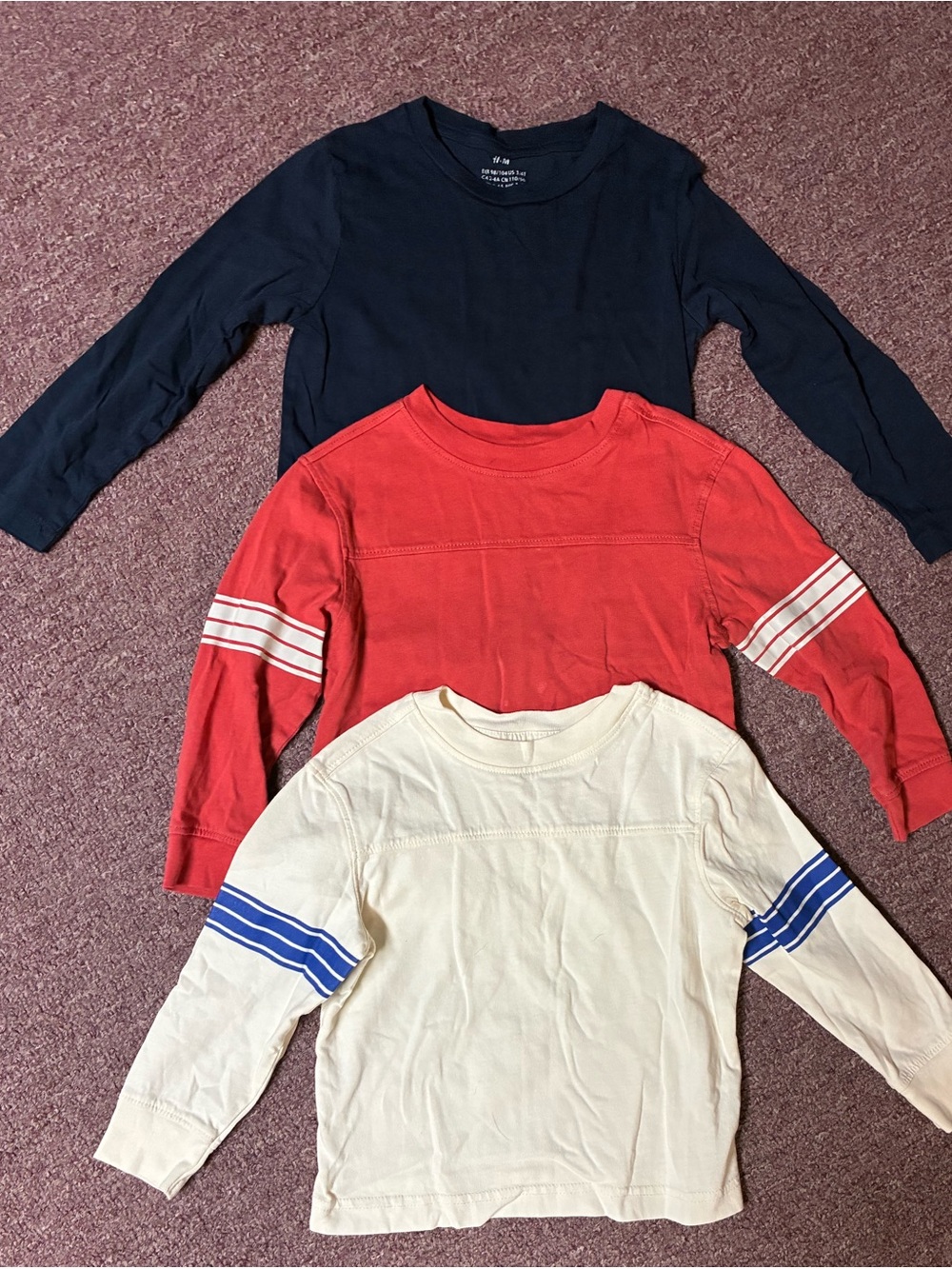 Old Navy Kids Long-Sleeve Crewneck Top - Navy, Red, Cream